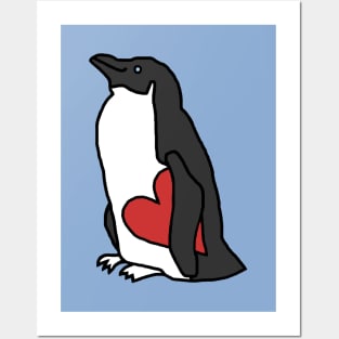 Penguin Holding Your Heart of Love on Valentines Day Posters and Art